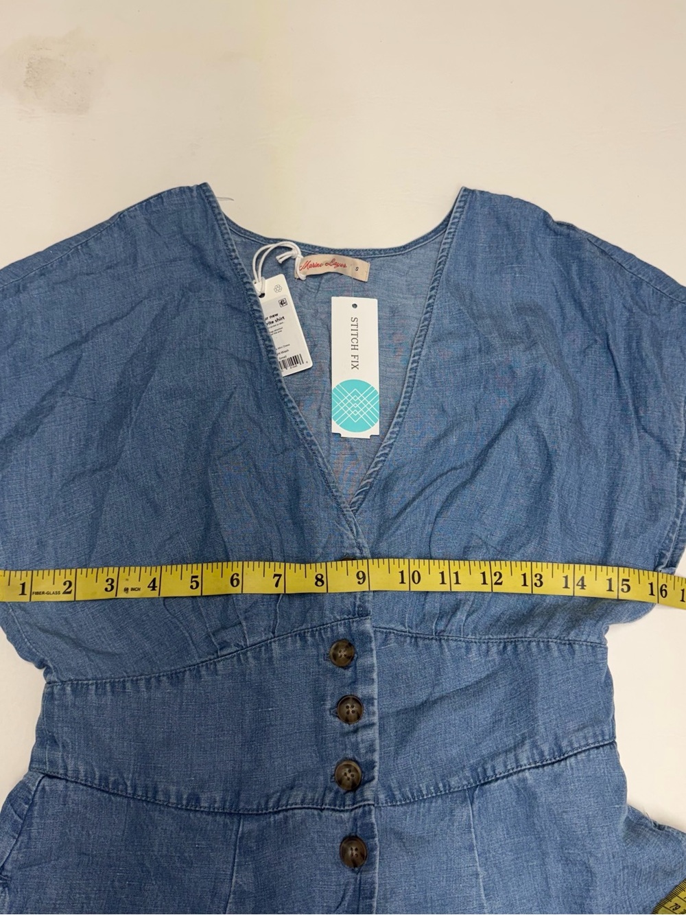 Marine Layer Light Blue Button-Front V-Neck Mini Dress Sz S NWT - Picture 9 of 14